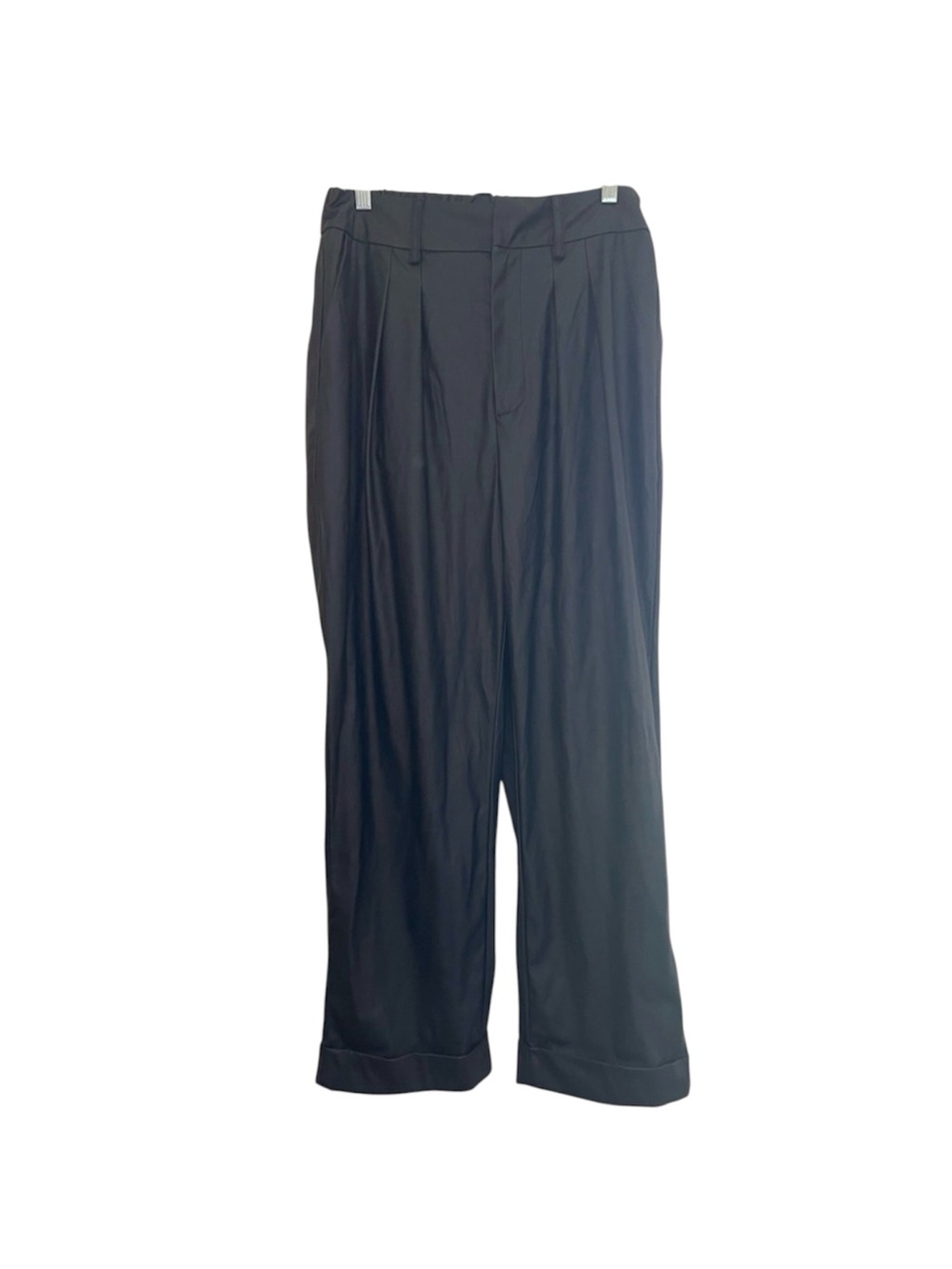 Zenana Vegan Leather Pleat Front Pants IN BLACK Size L